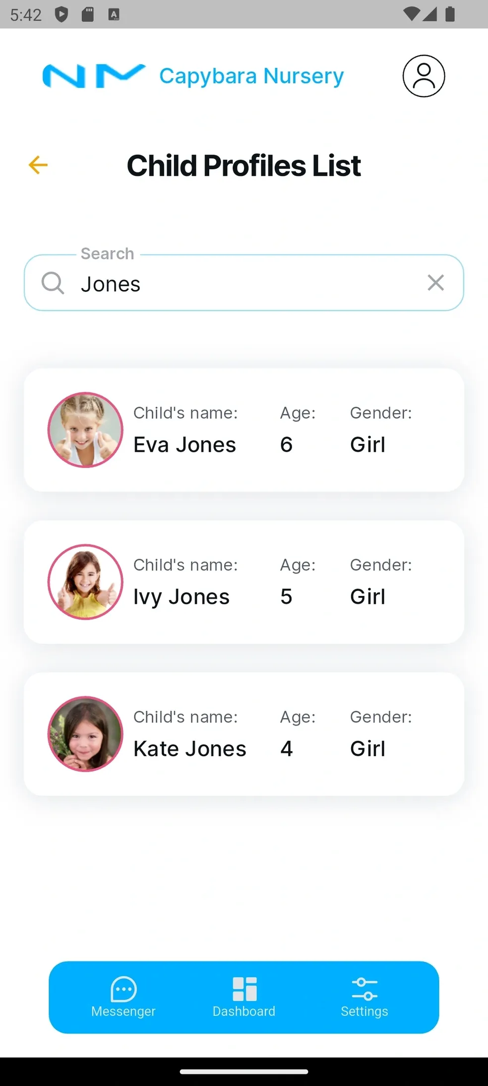 Child Profiles List - Manage multiple children's profiles
